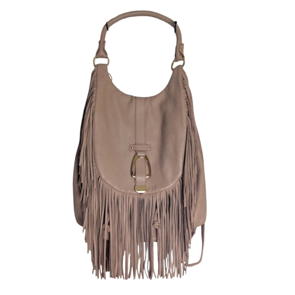 G.I.L.I Leather Fringe Crossbody/Shoulder/ Backpack Beige With Pink Undertone - Picture 1 of 15